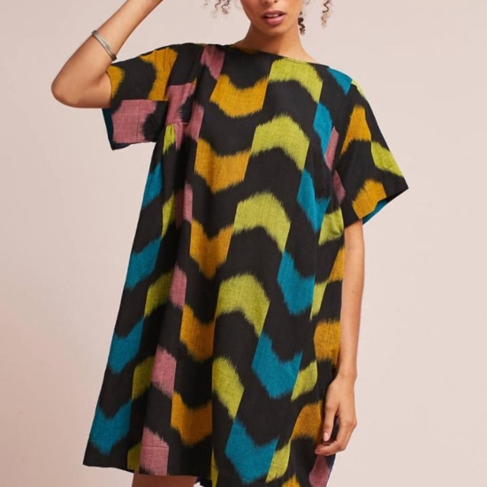 Anthropologie Norblack NorWhite Ikat Swing Tent Dress Women’s Size XS